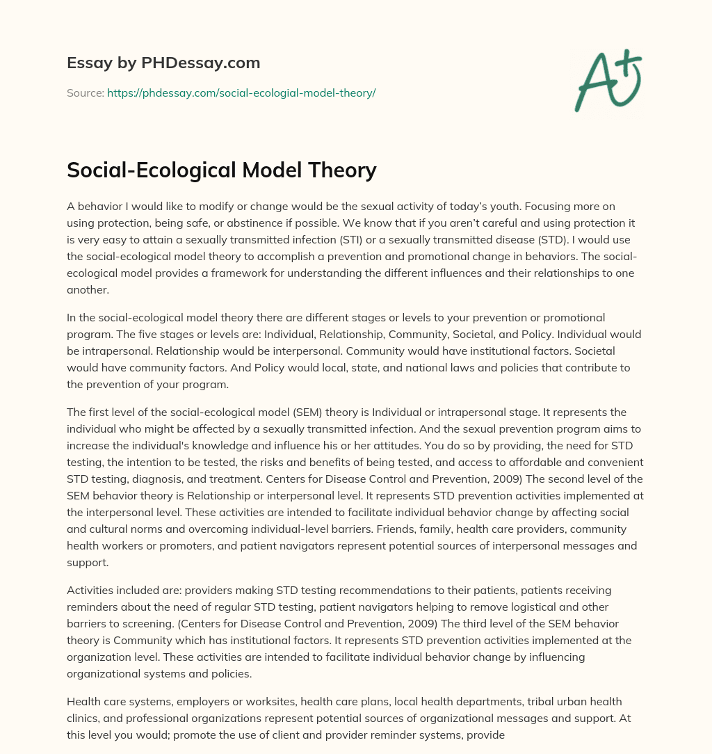 Social-Ecological Model Theory essay