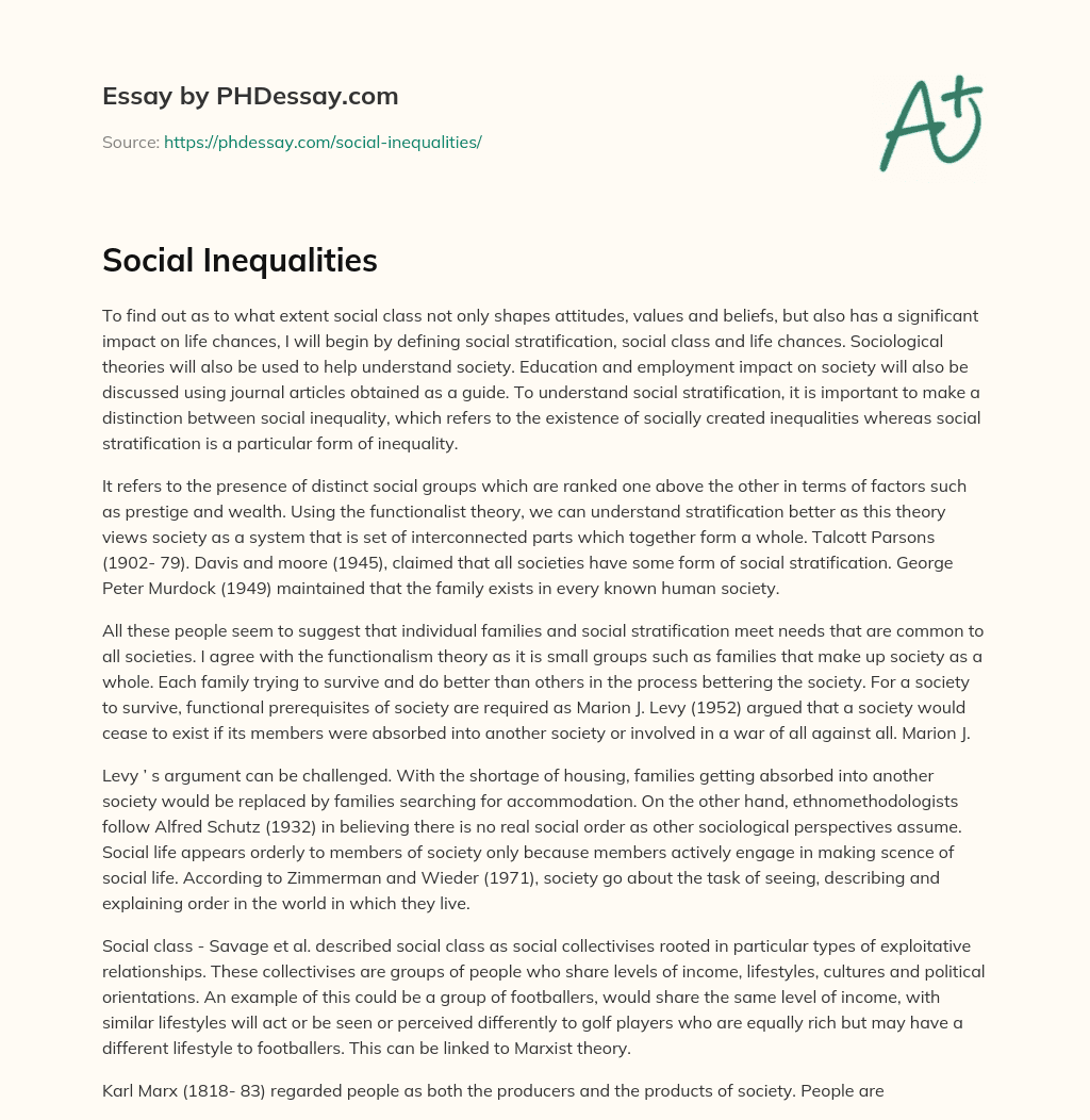 Social Inequalities essay