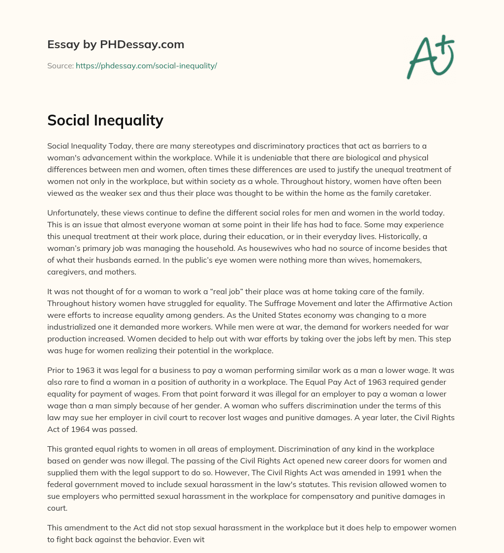 Social Inequality essay