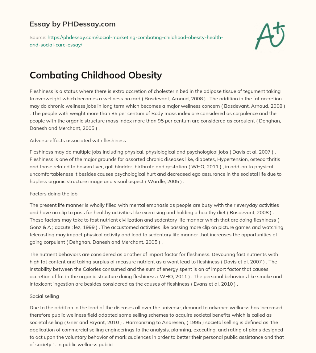 Combating Childhood Obesity essay