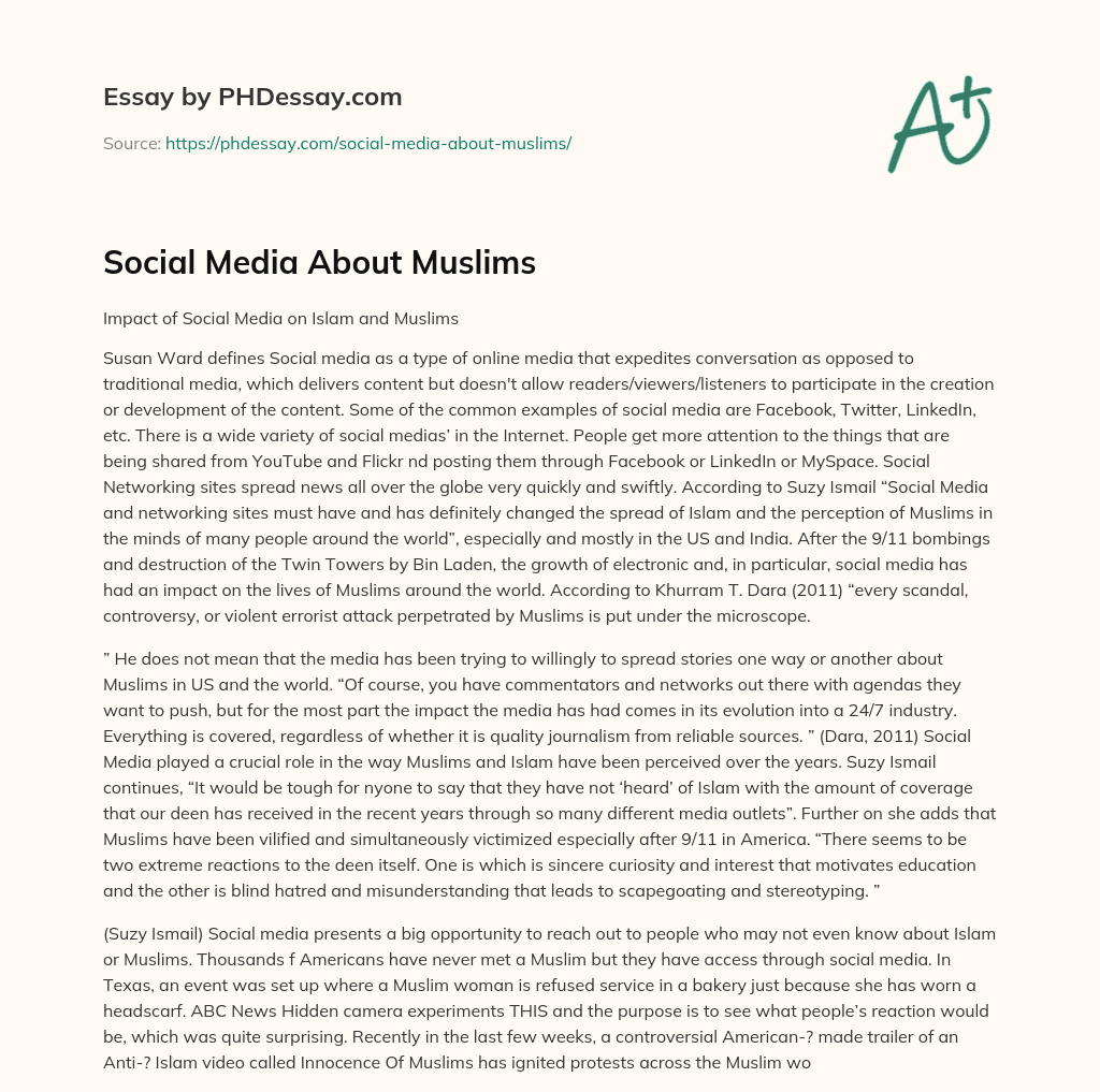 Social Media About Muslims essay