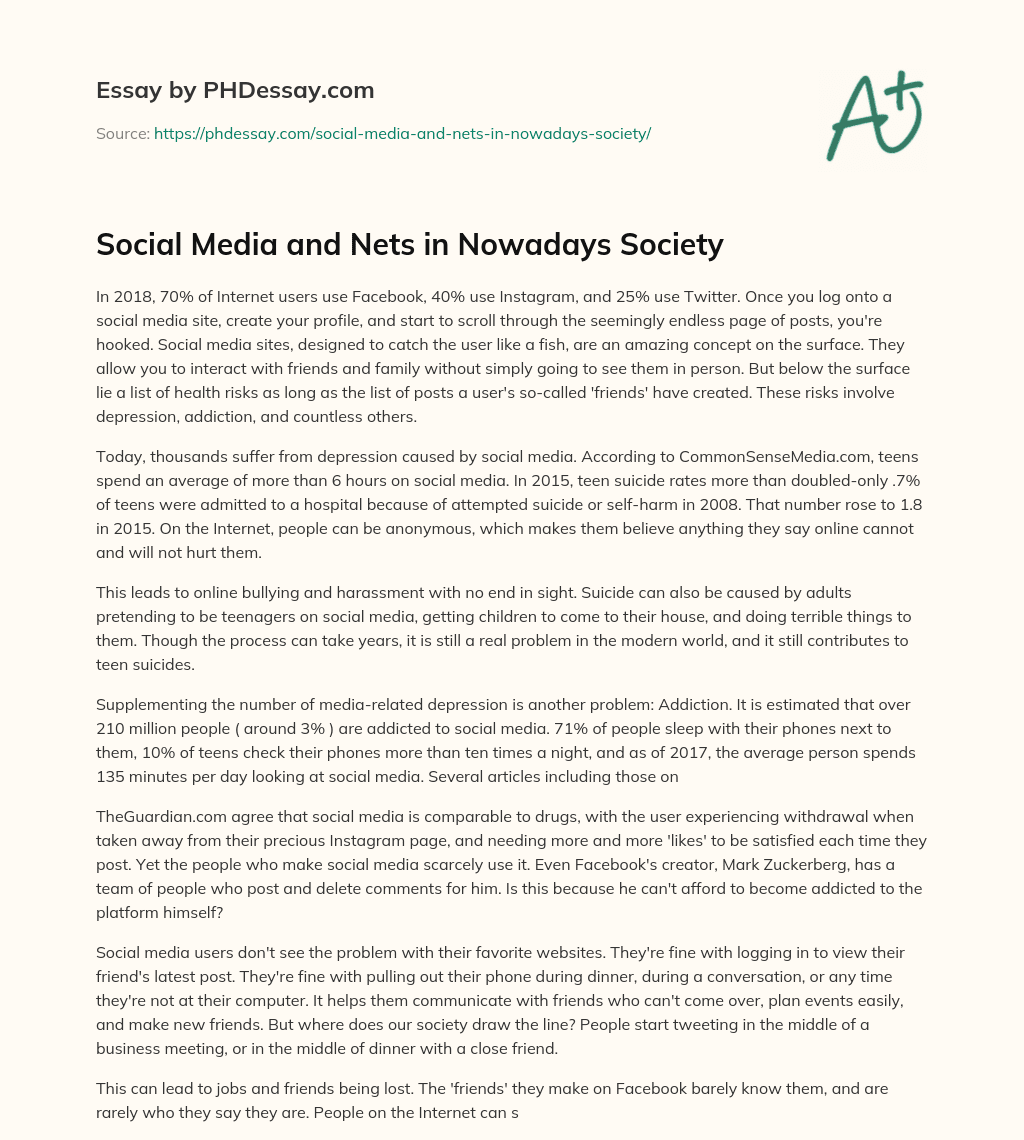 Social Media and Nets in Nowadays Society essay