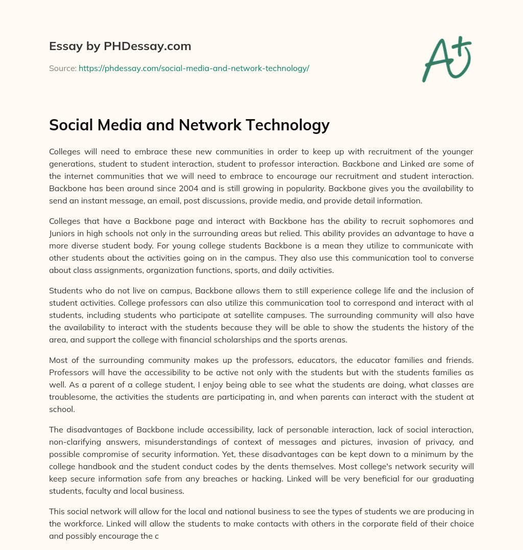 Social Media and Network Technology essay