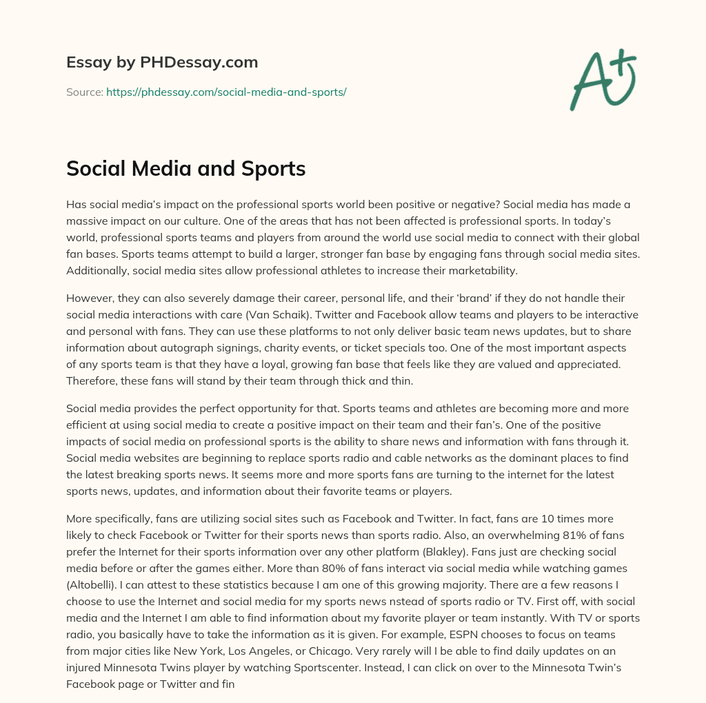 Social Media and Sports essay