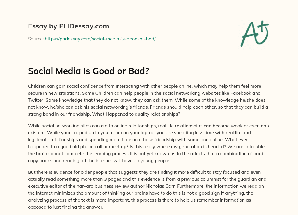 do you think social media is good or bad essay