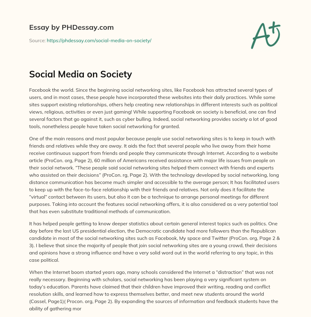 Social Media on Society essay