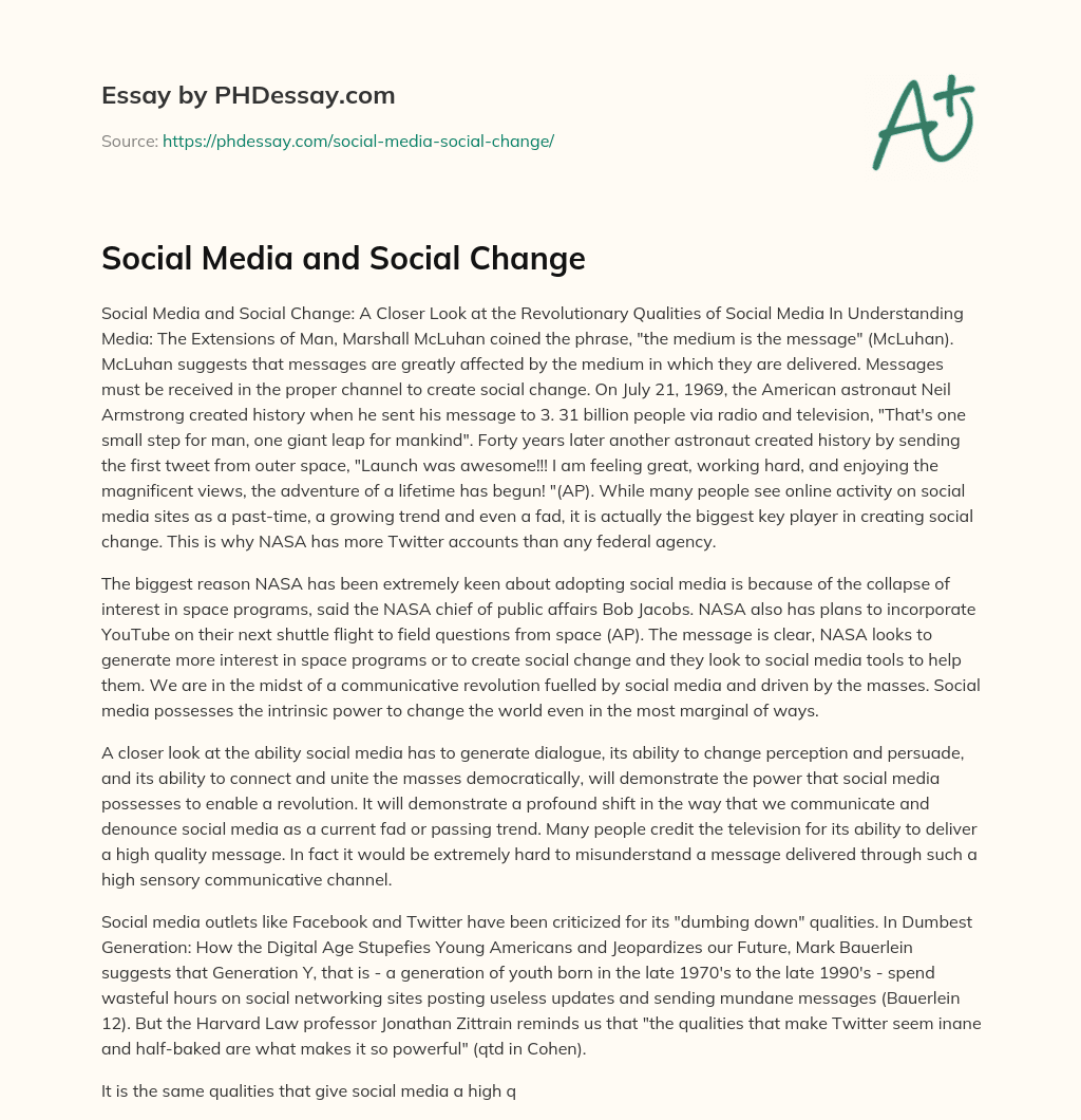four paragraph essay about social change
