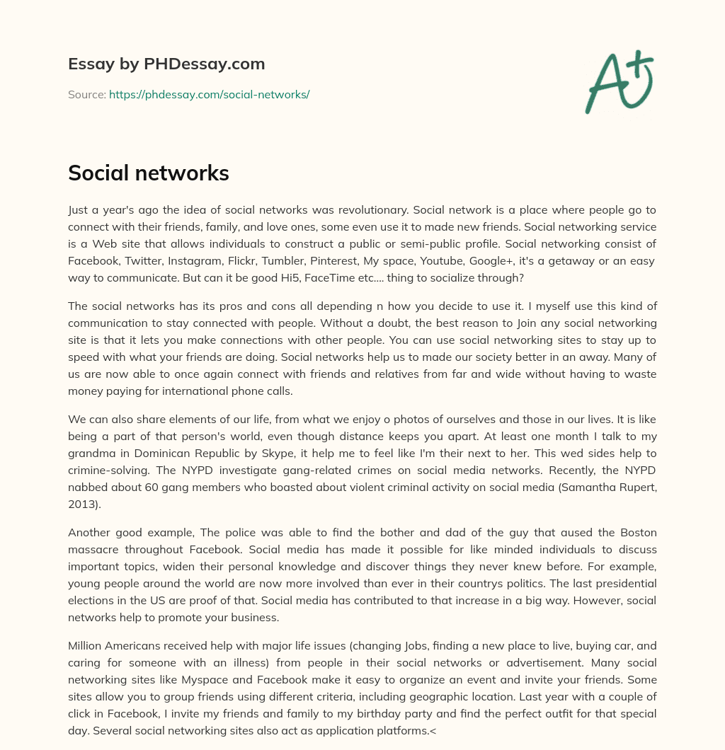 Social networks essay