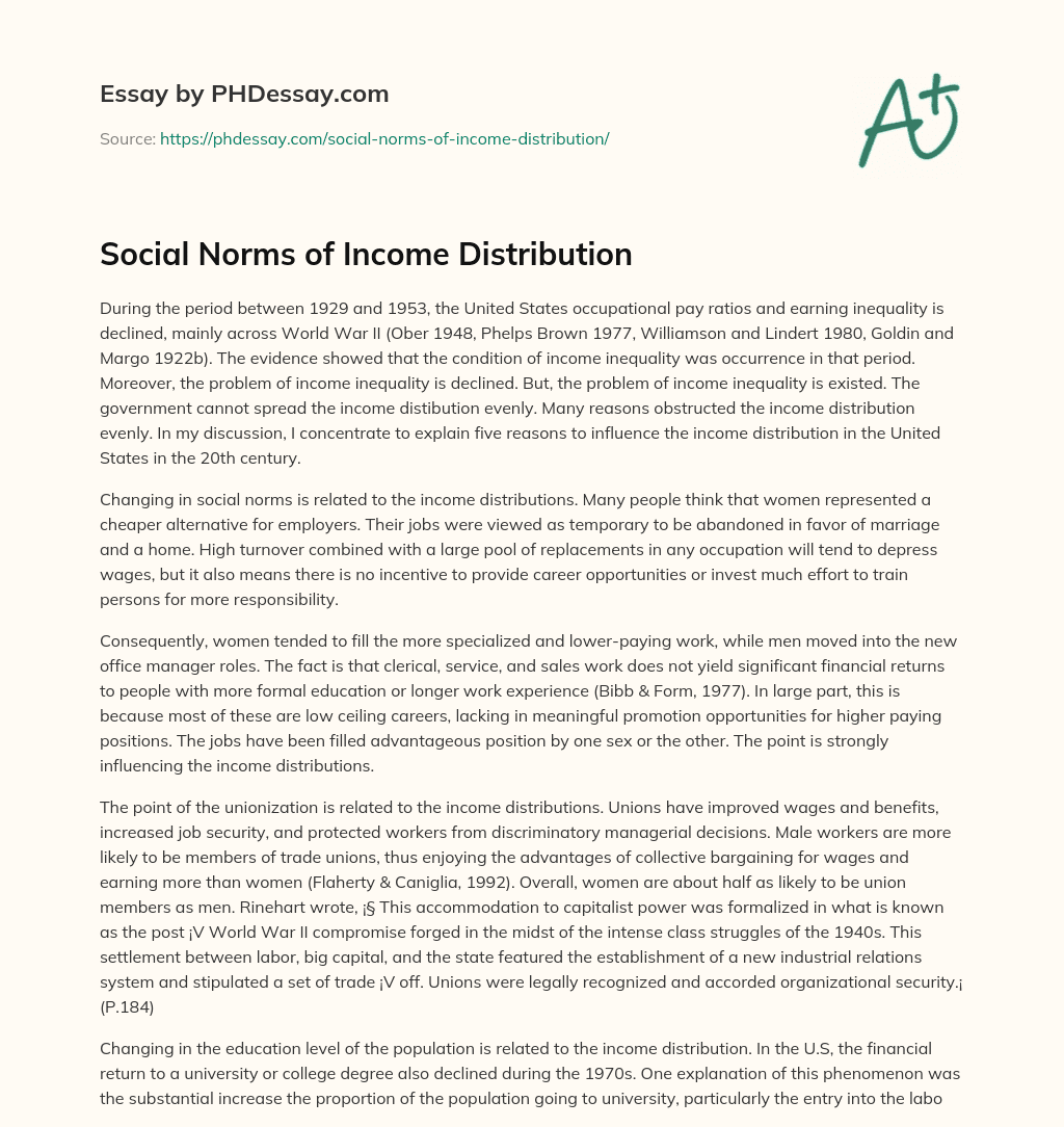 essay on income distribution