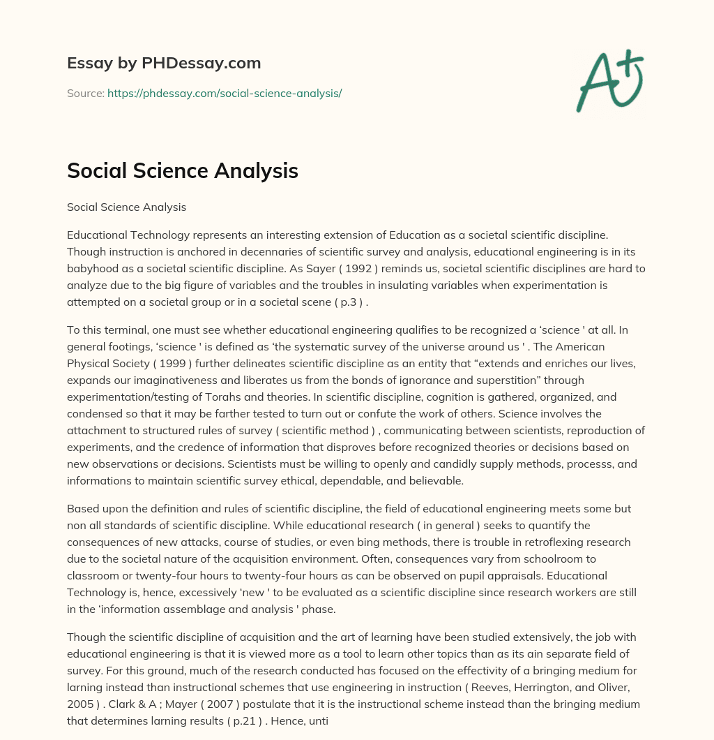 Social Science Analysis essay