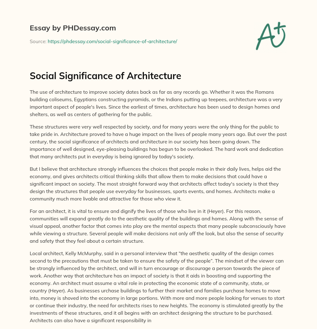 Social Significance of Architecture essay
