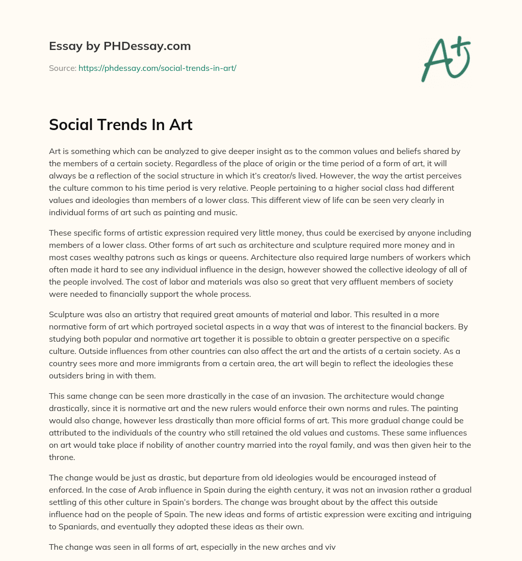 Social Trends In Art essay