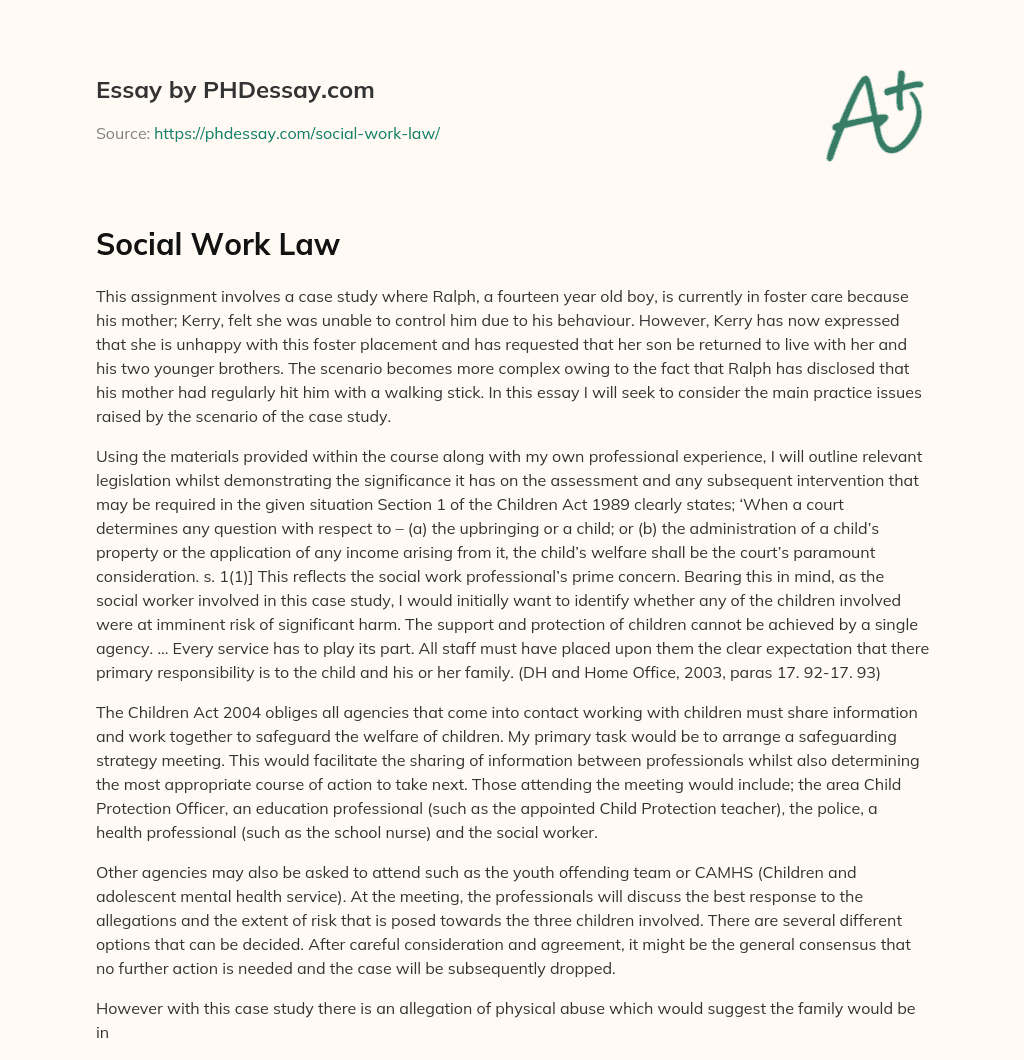 Social Work Law essay
