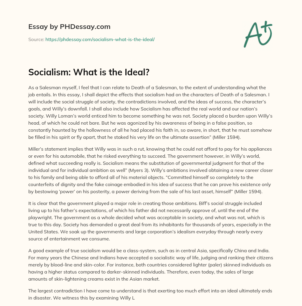 Socialism: What is the Ideal? essay