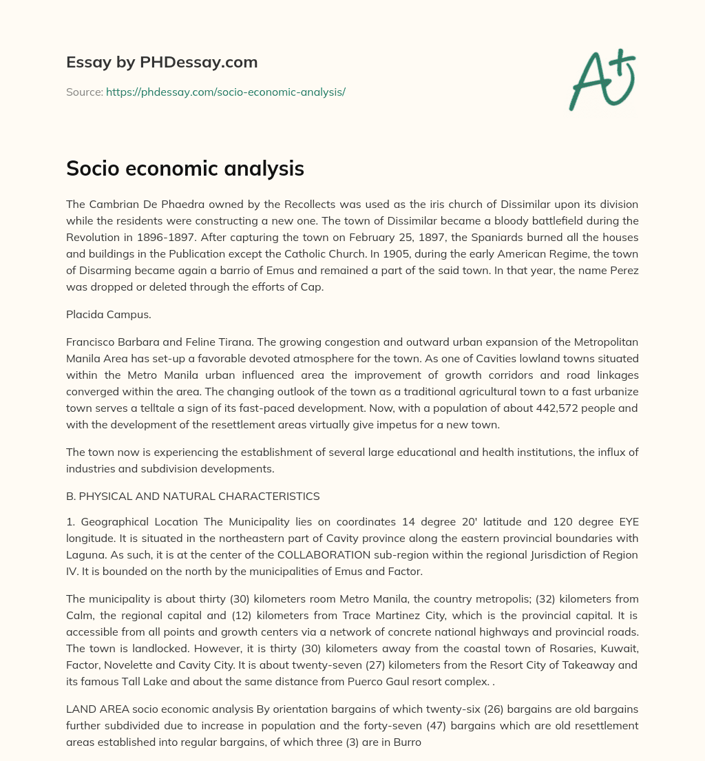 Socio economic analysis essay
