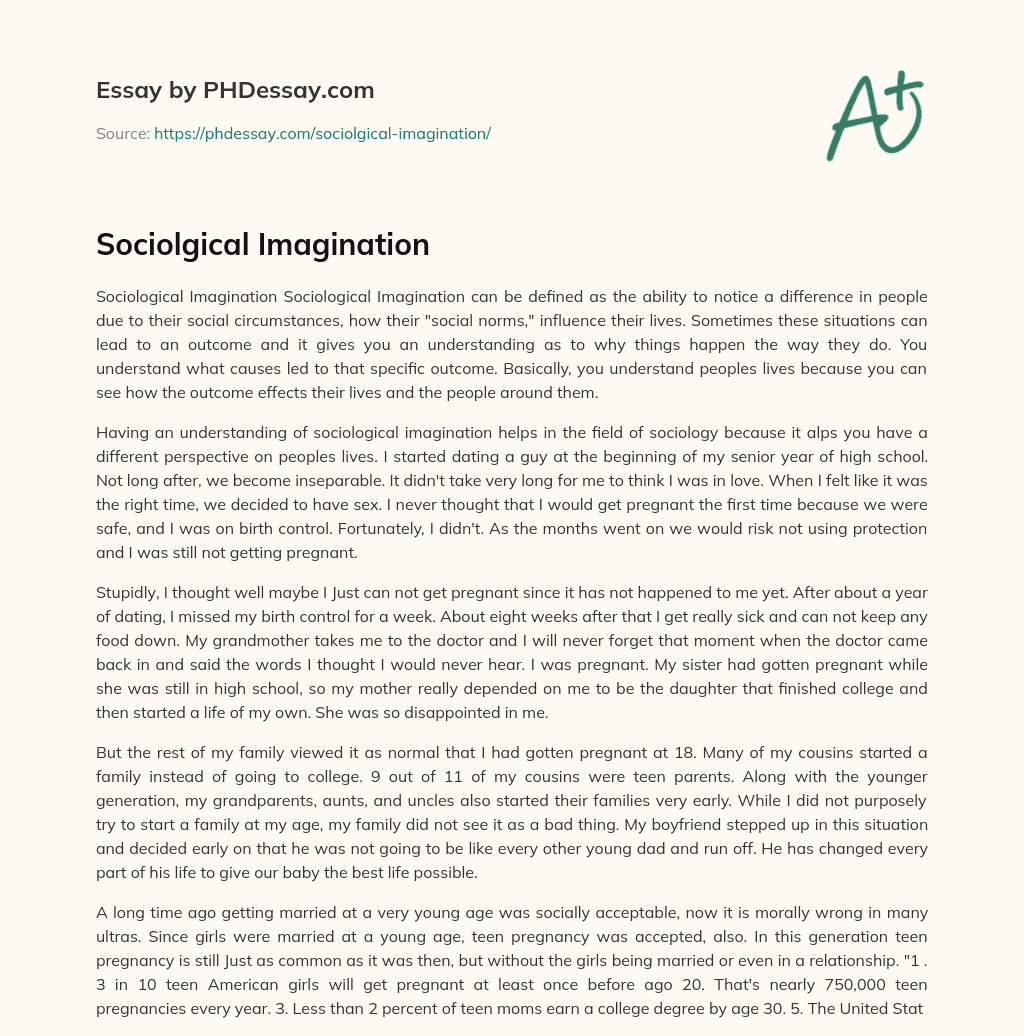 Sociolgical Imagination essay