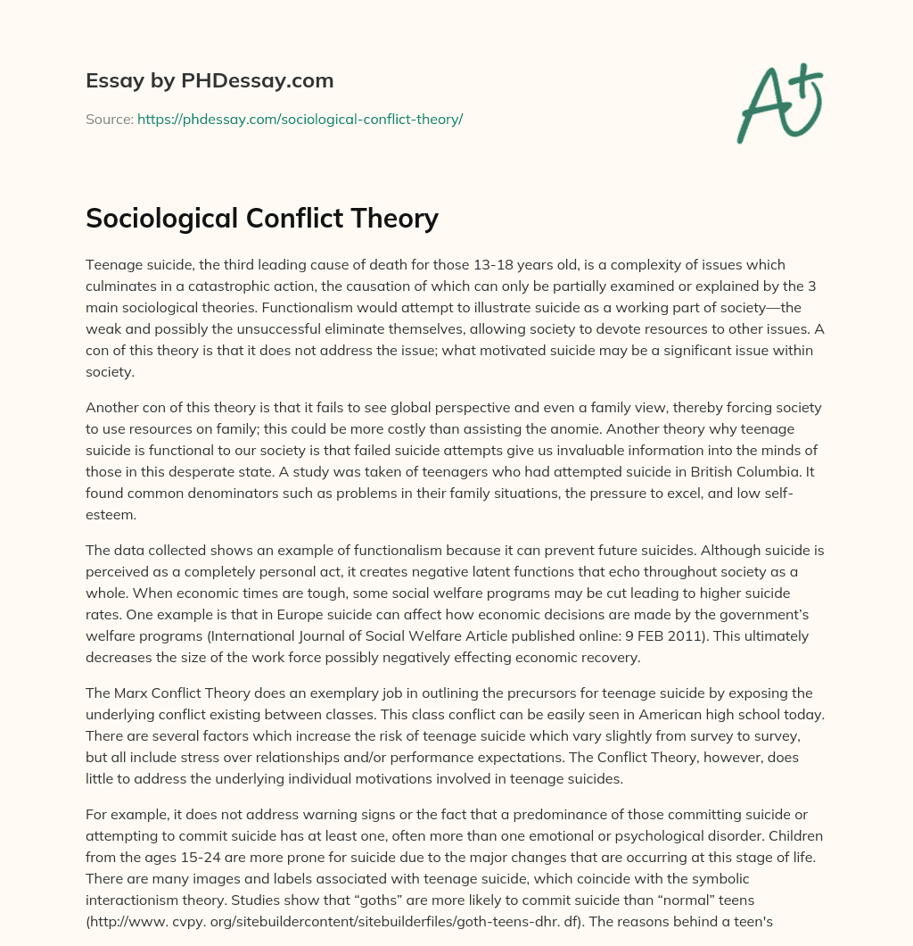 Sociological Conflict Theory essay