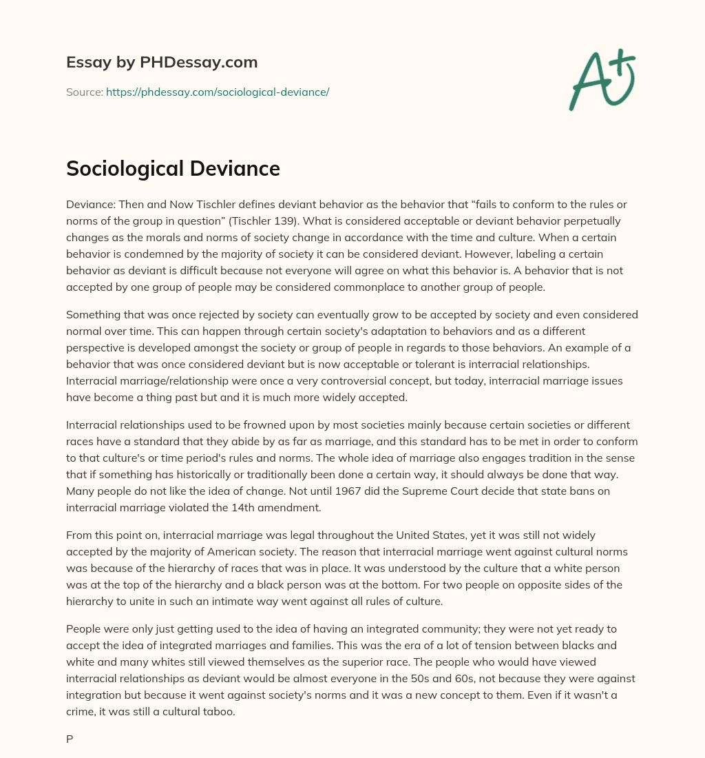 Sociological Deviance essay