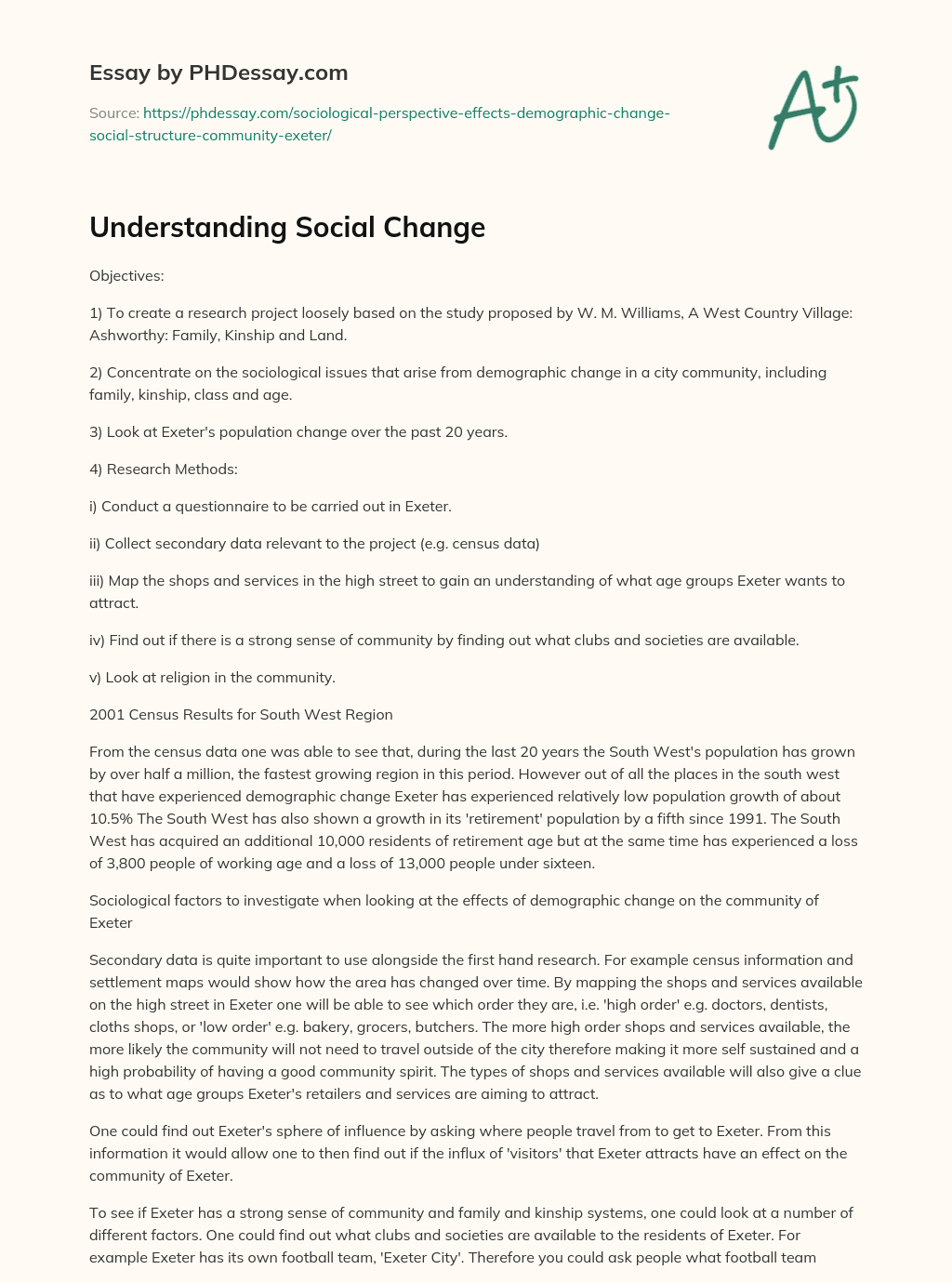 Understanding Social Change essay