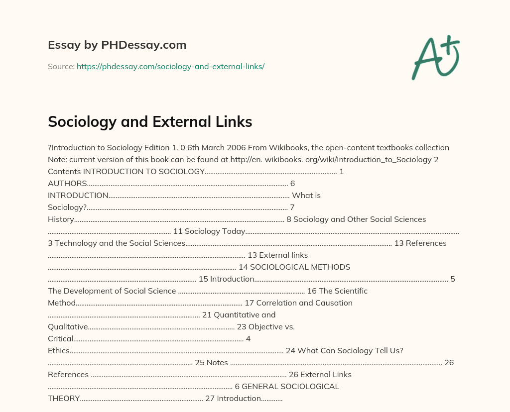 Sociology and External Links essay