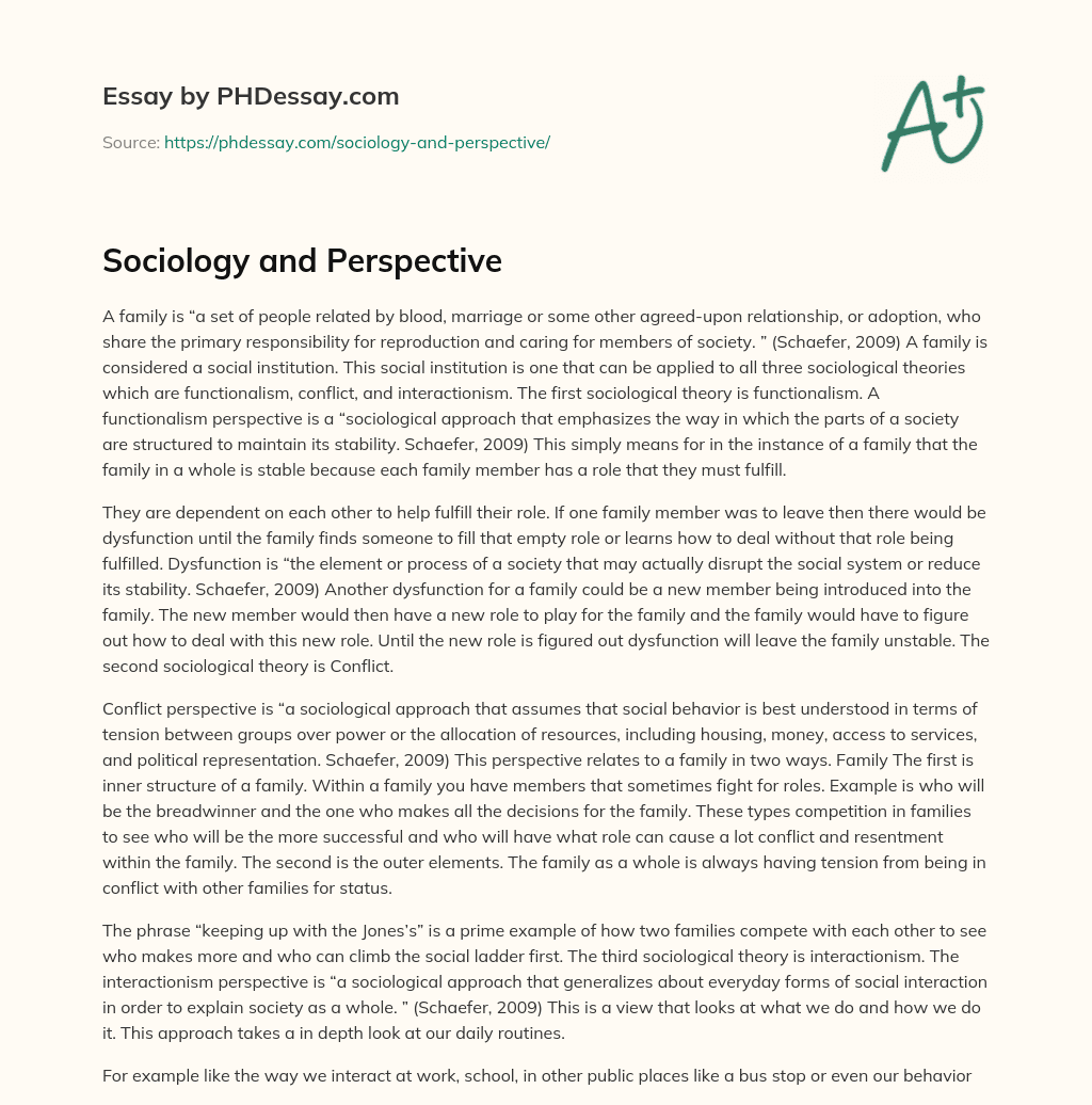 Sociology and Perspective essay