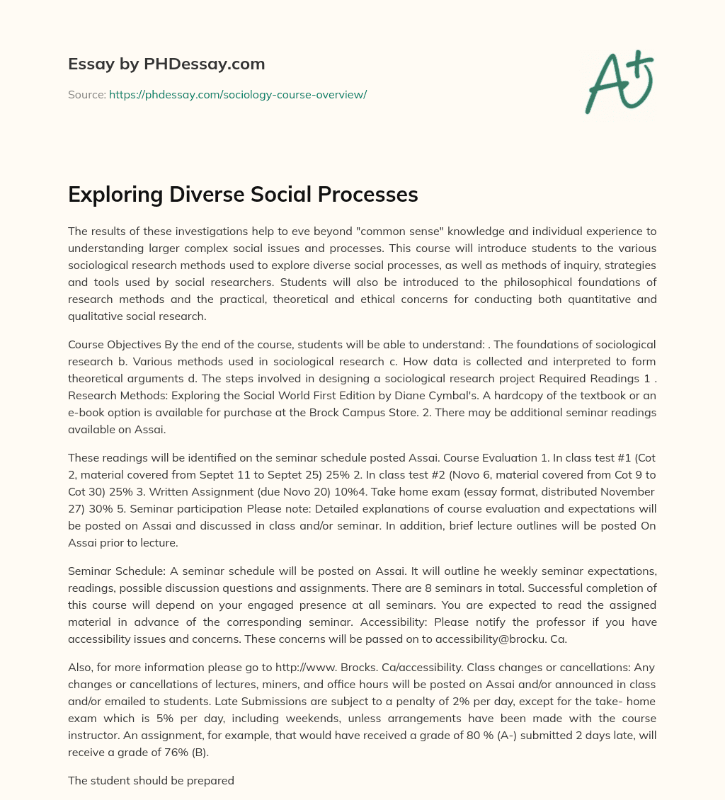 Exploring Diverse Social Processes essay