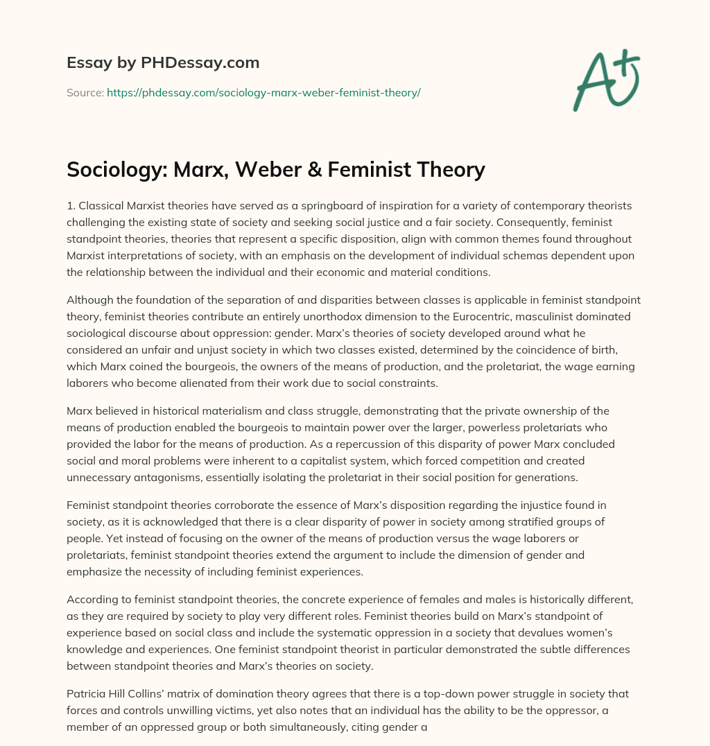 feminist theory sociology essay