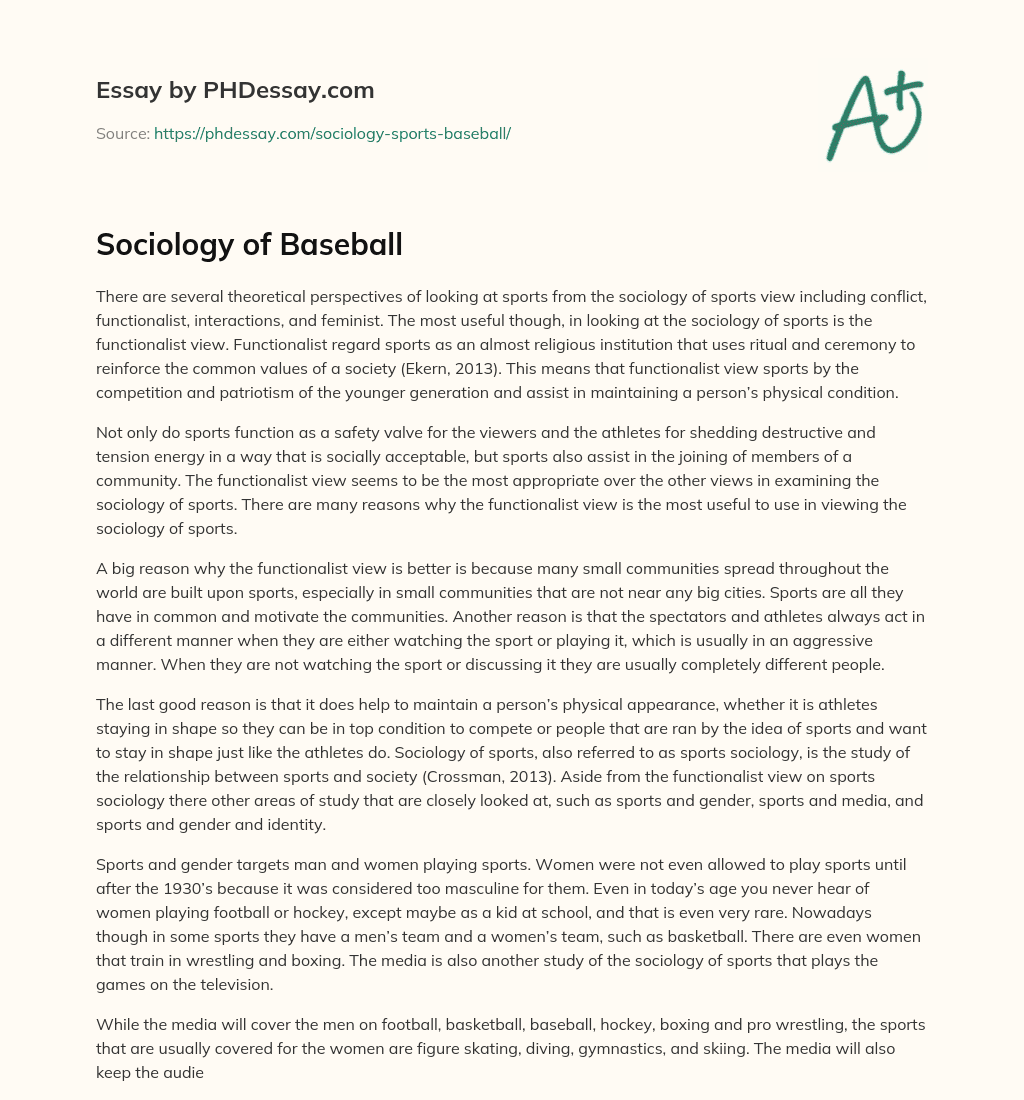 Sociology of Baseball essay