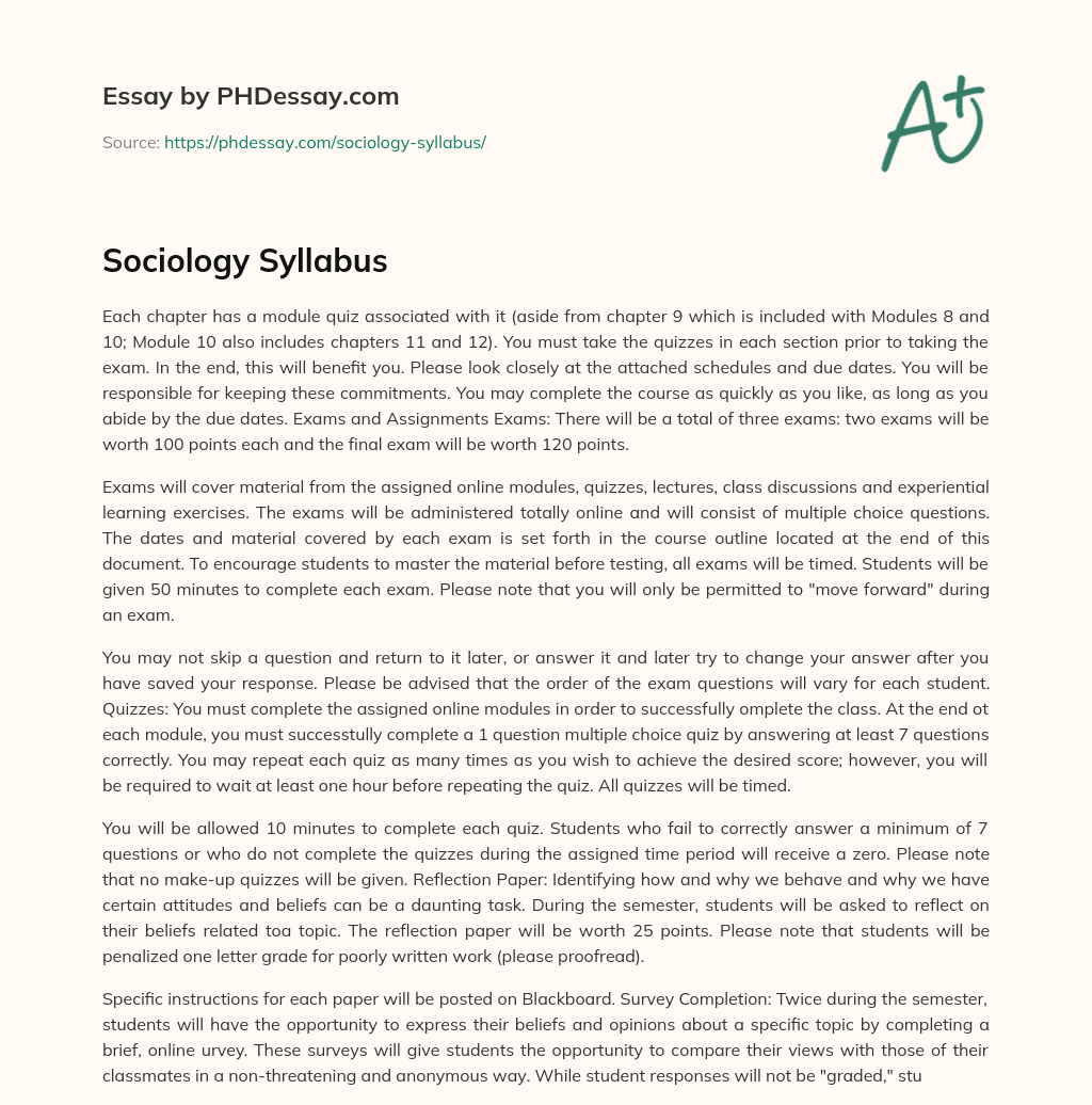 Sociology Syllabus essay