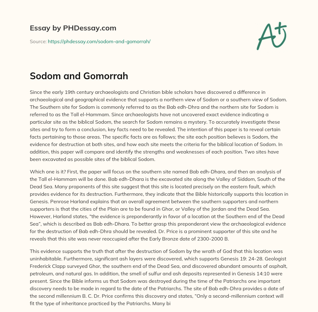Sodom and Gomorrah essay