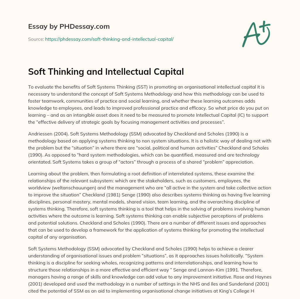 Soft Thinking and Intellectual Capital essay