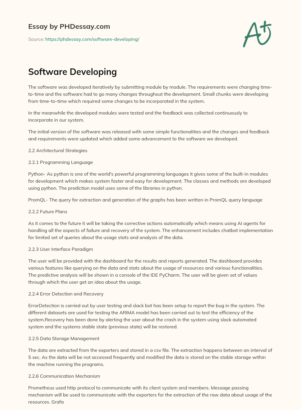 Software Developing essay