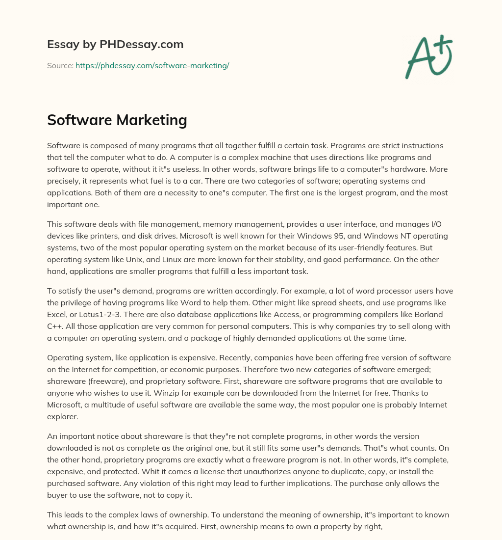 Software Marketing essay