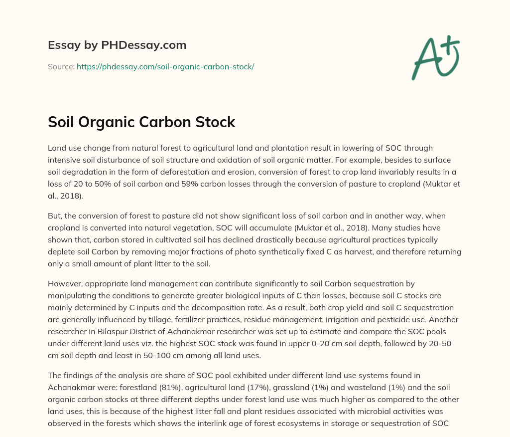 Soil Organic Carbon Stock essay