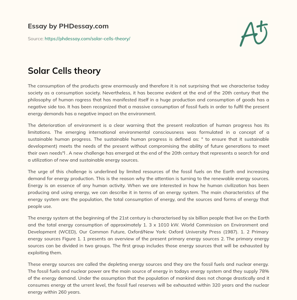 Solar Cells theory essay