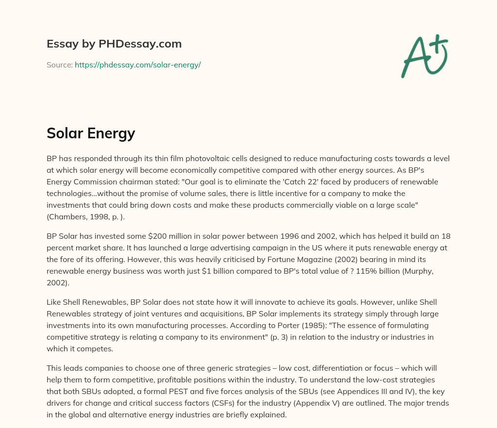 Solar Energy essay