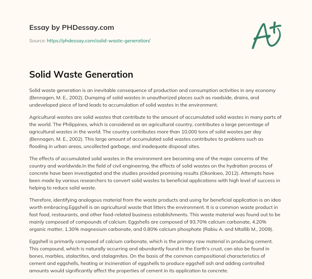 Solid Waste Generation essay