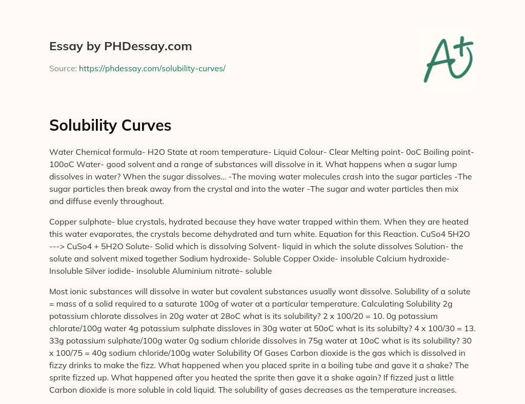 Solubility Curves essay