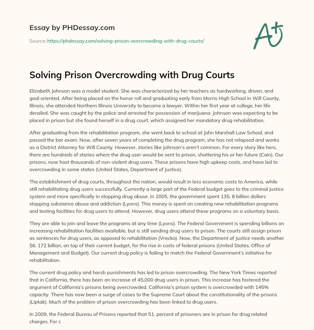 Solving Prison Overcrowding with Drug Courts essay