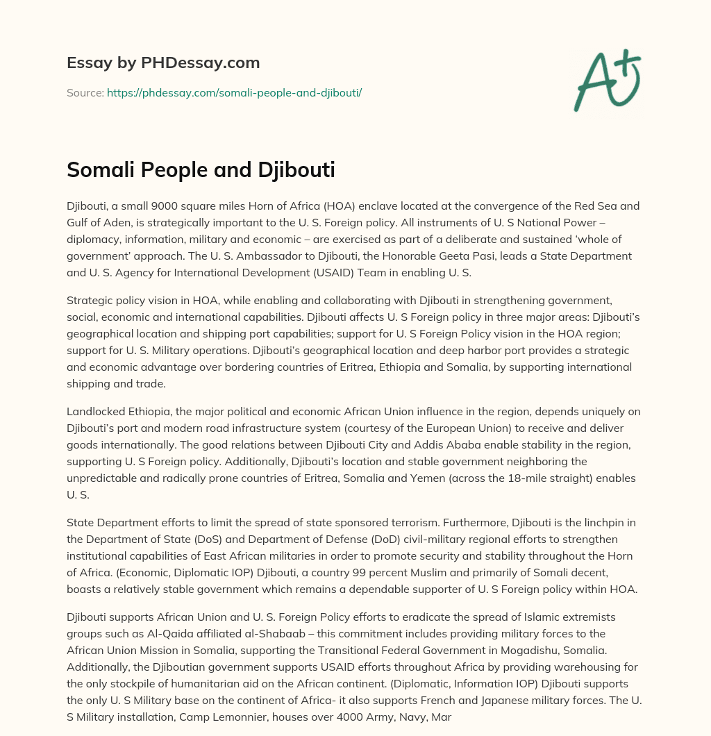 Somali People and Djibouti essay