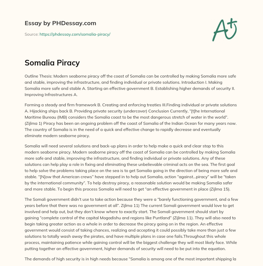 Somalia Piracy essay