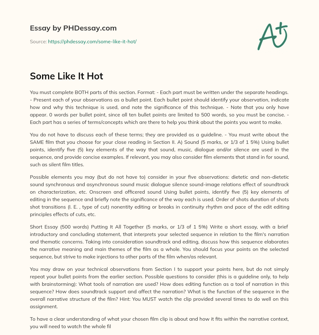 Some Like It Hot essay