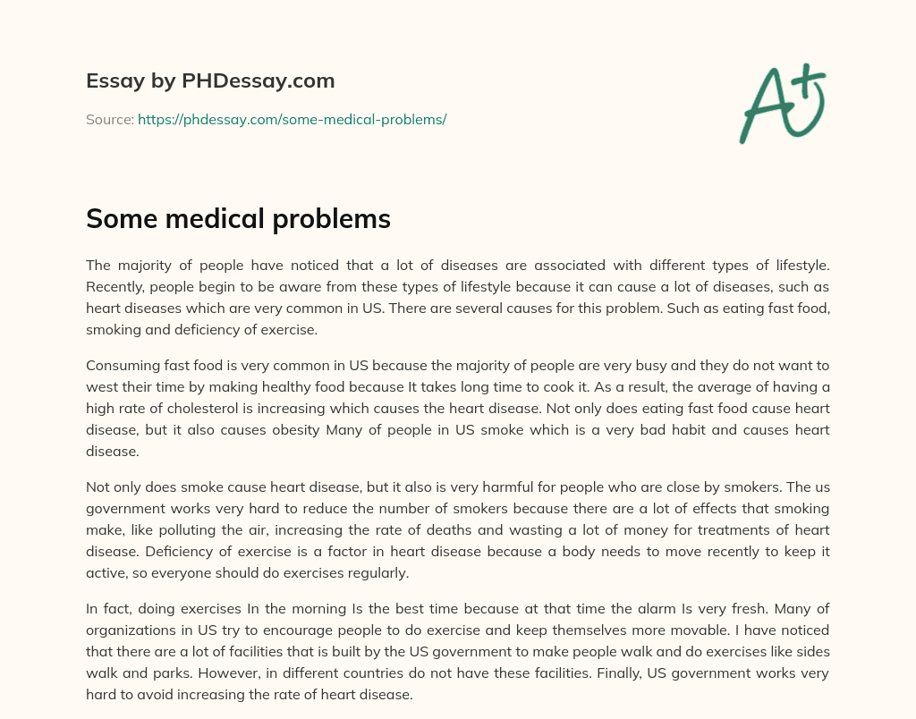 Some medical problems essay