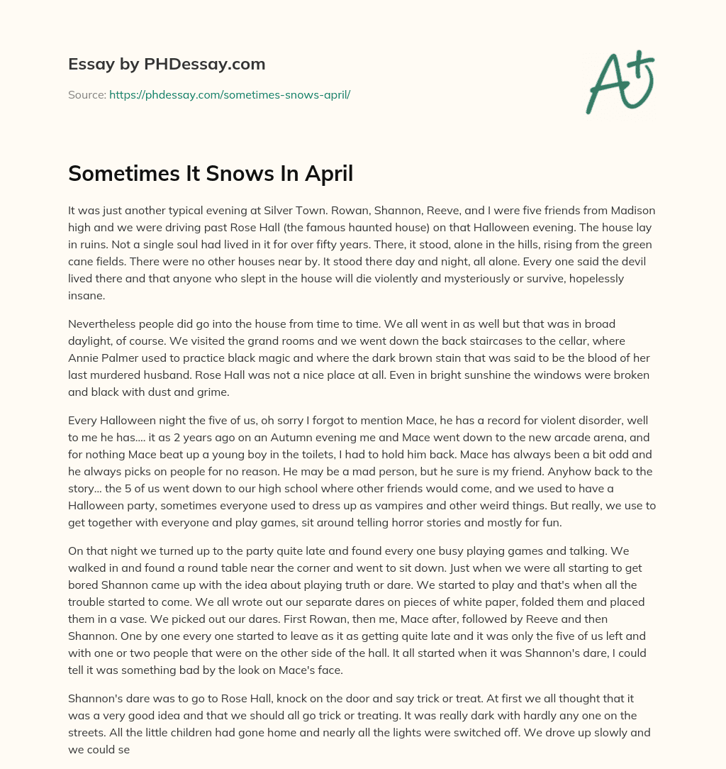 Sometimes It Snows In April essay
