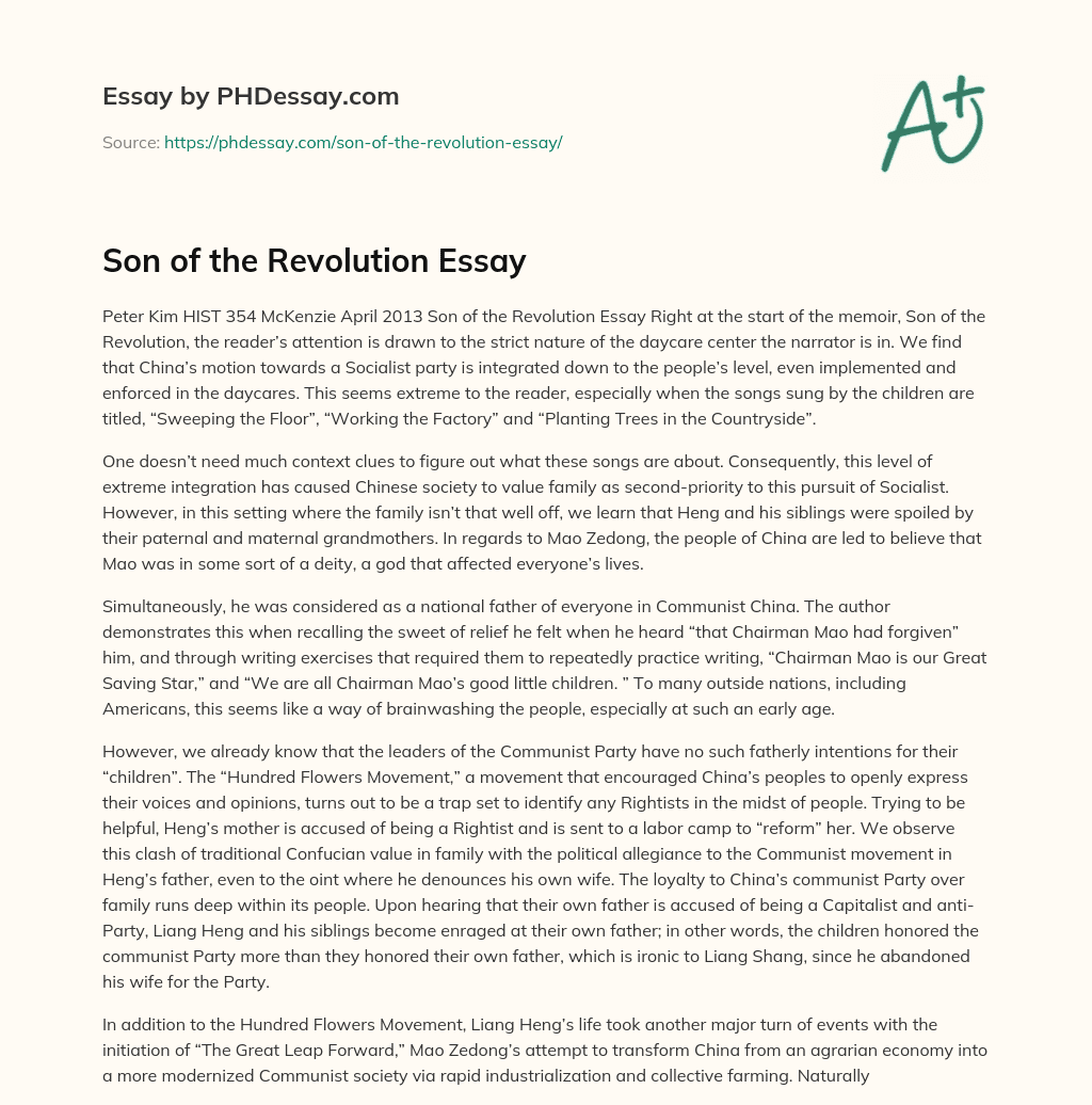 Son of the Revolution Essay essay