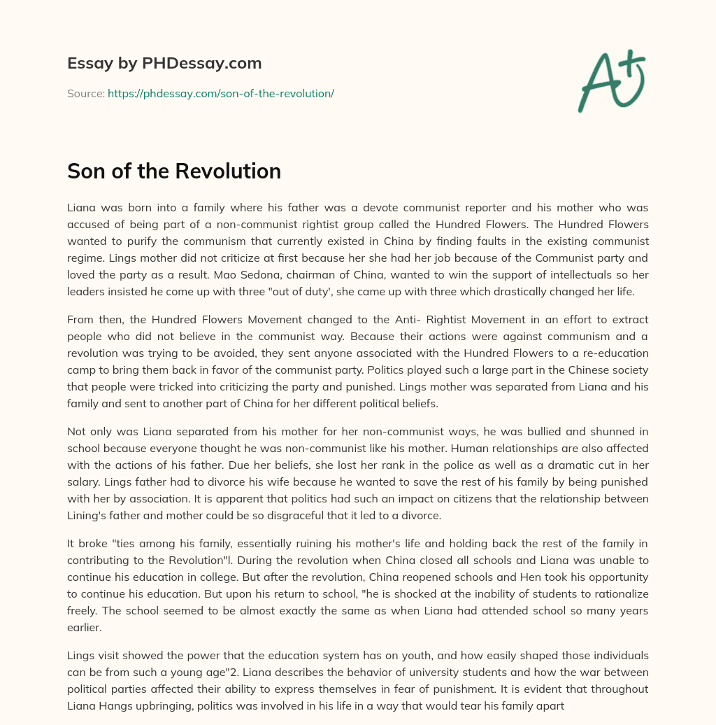 Son of the Revolution essay