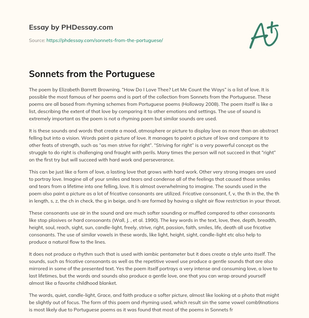 Sonnets from the Portuguese essay