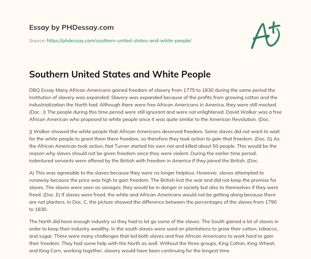 Southern United States and White People essay