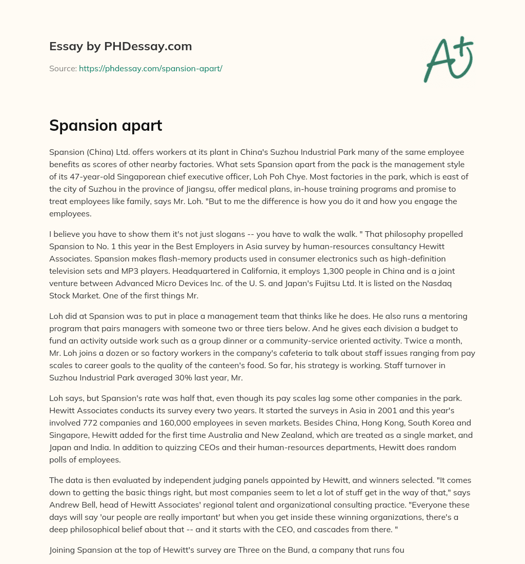 Spansion apart essay