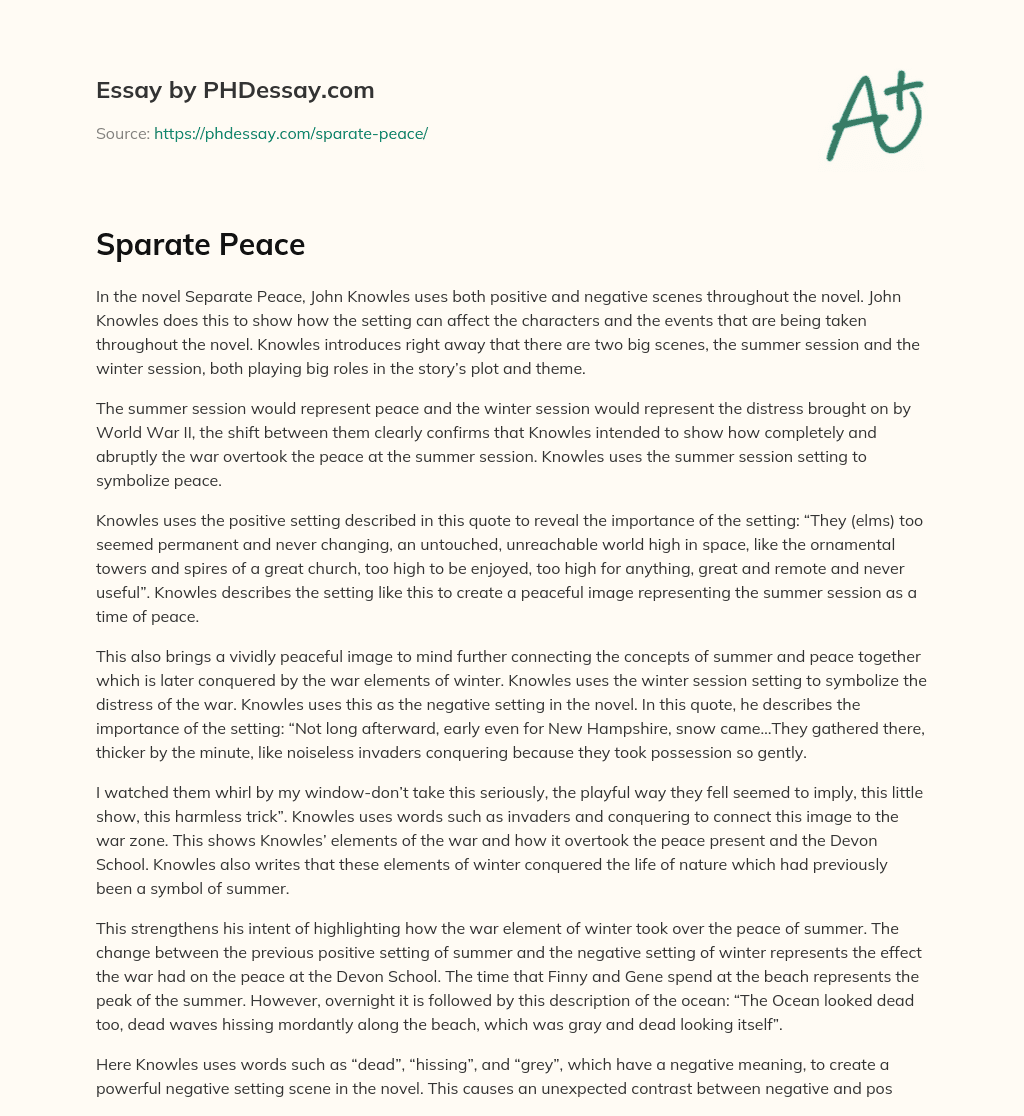 Sparate Peace essay